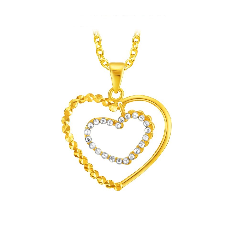 916 Gold Double Heart Pendant