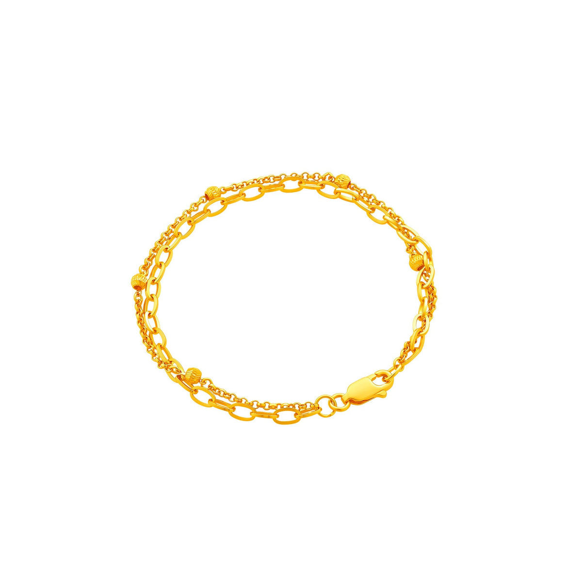 916 Gold Double Layer Oval Link Bracelet