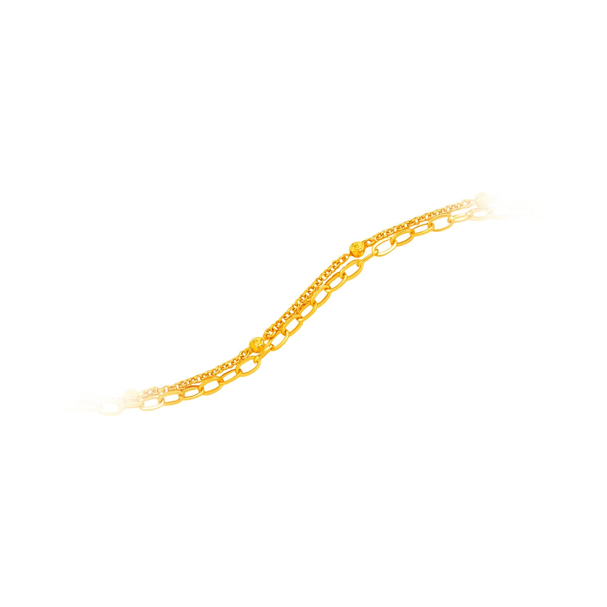 916 Gold Double Layer Oval Link Bracelet