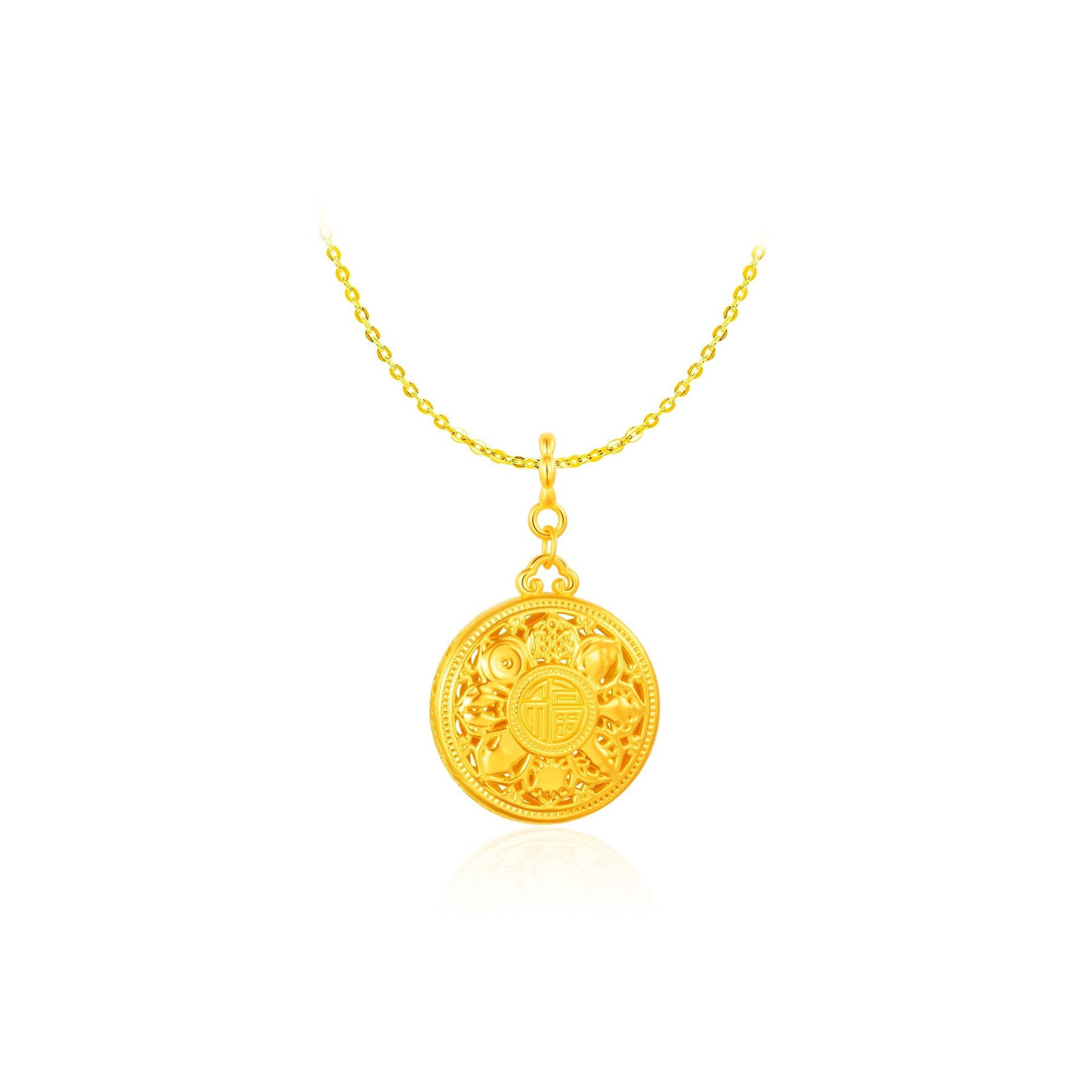 916 Gold 八宝罗盘 Eight Treasures Charm Pendant