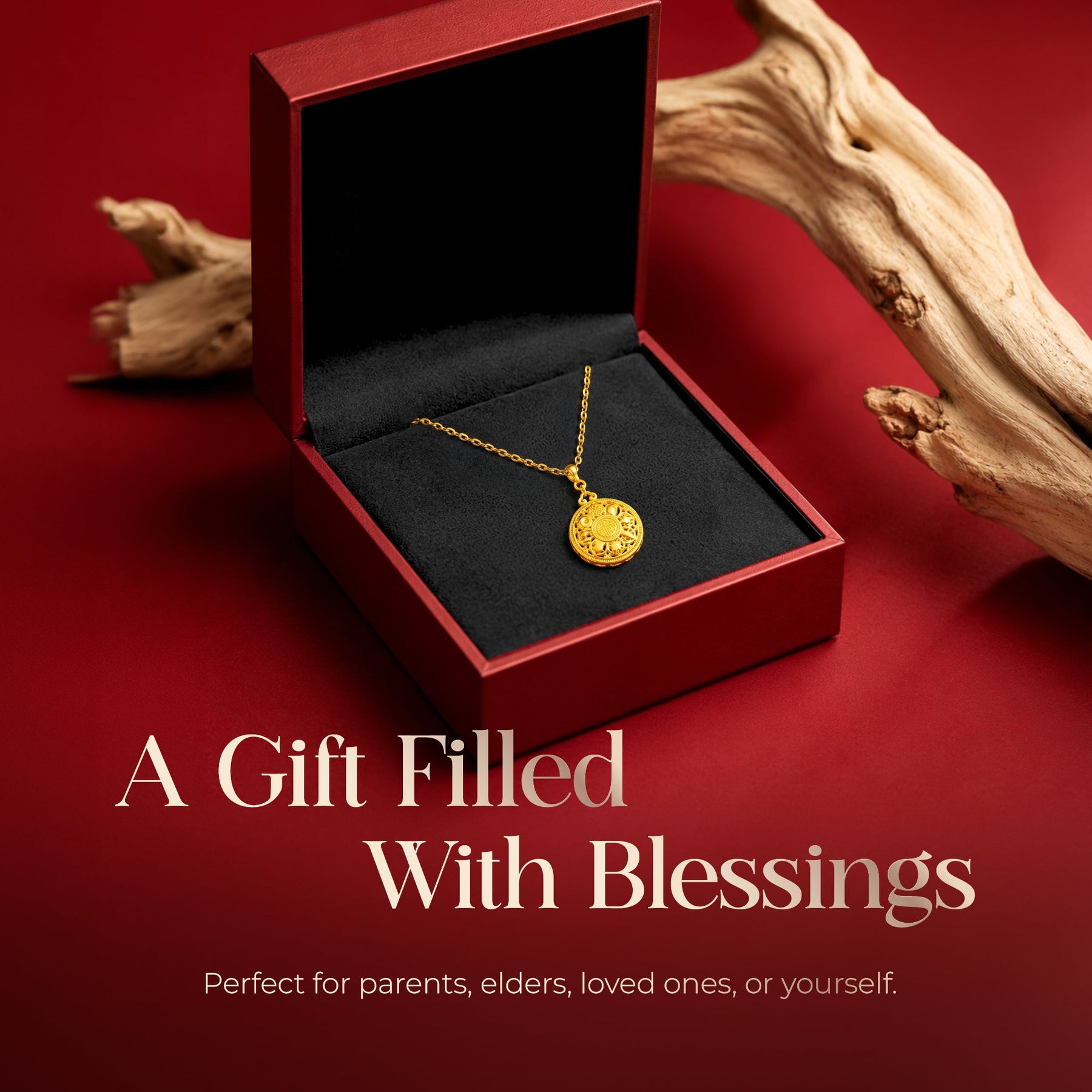 916 Gold 八宝罗盘 Eight Treasures Charm Pendant
