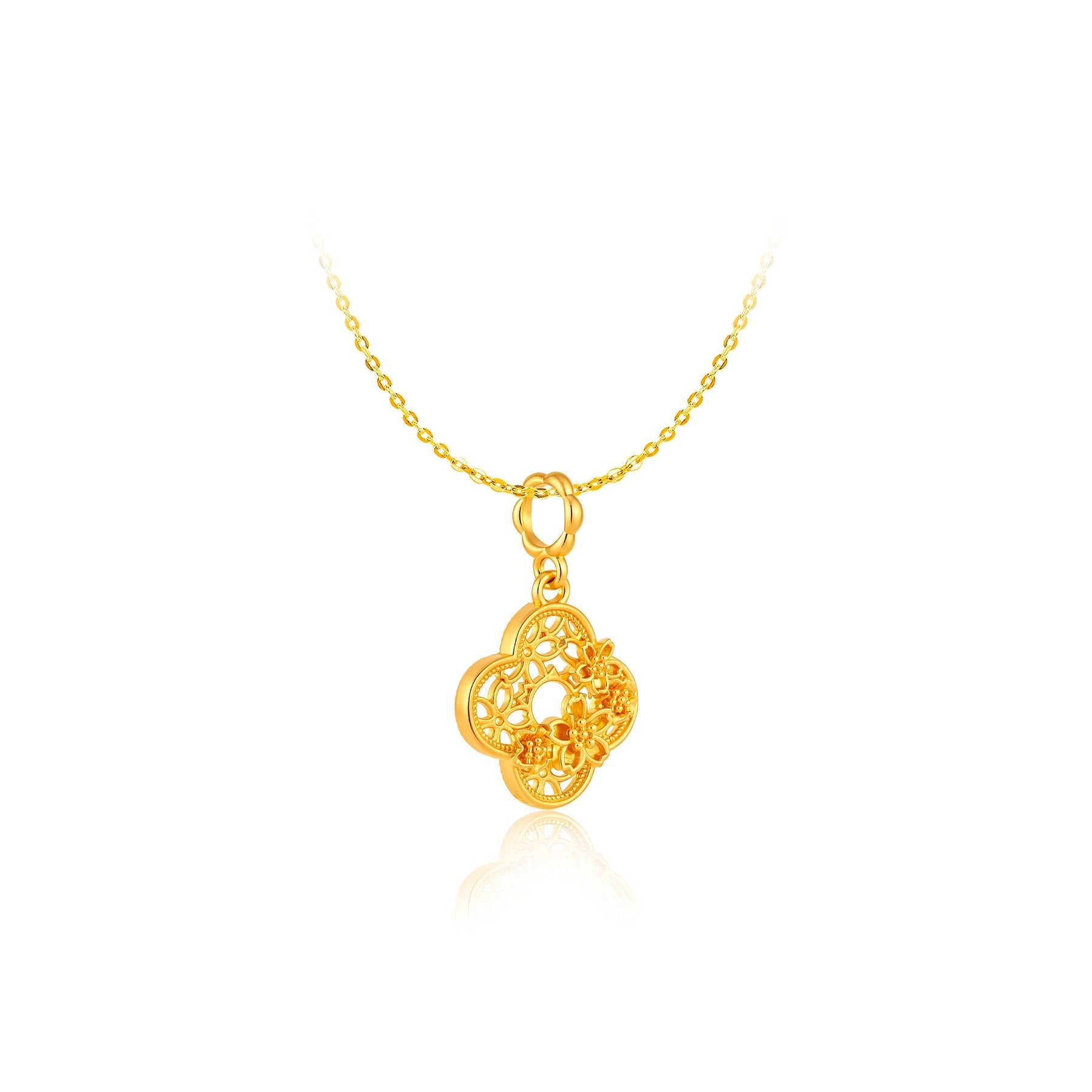 916 Gold Enchanted Clover Pendant