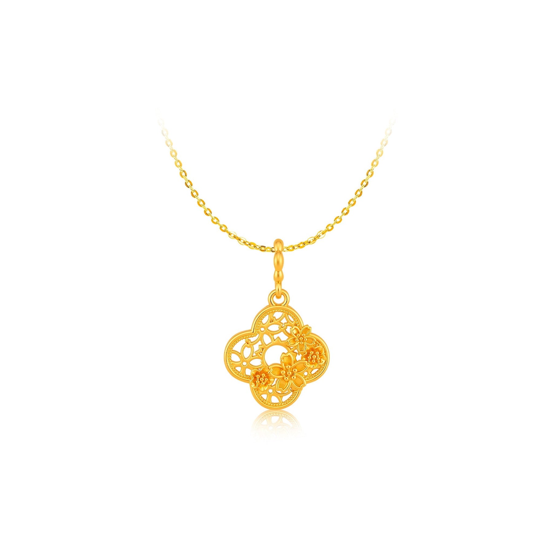 916 Gold Enchanted Clover Pendant