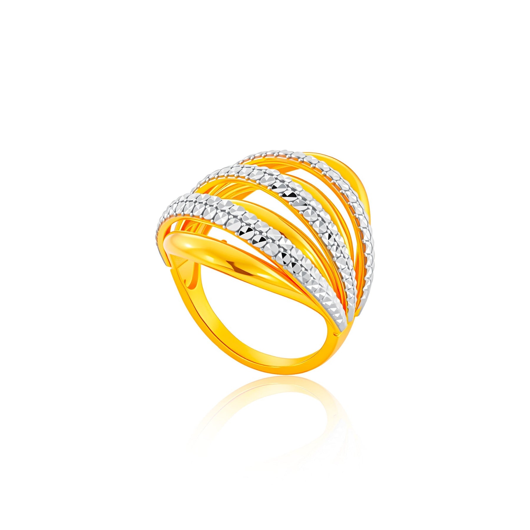 916 Gold Entwined Radiance Ring
