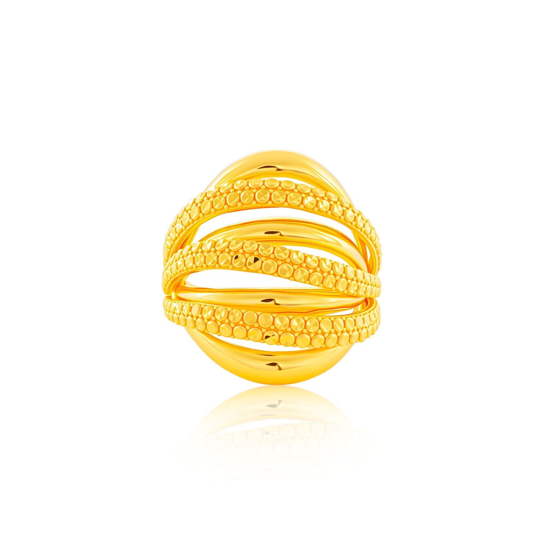 916 Gold Entwined Radiance Ring