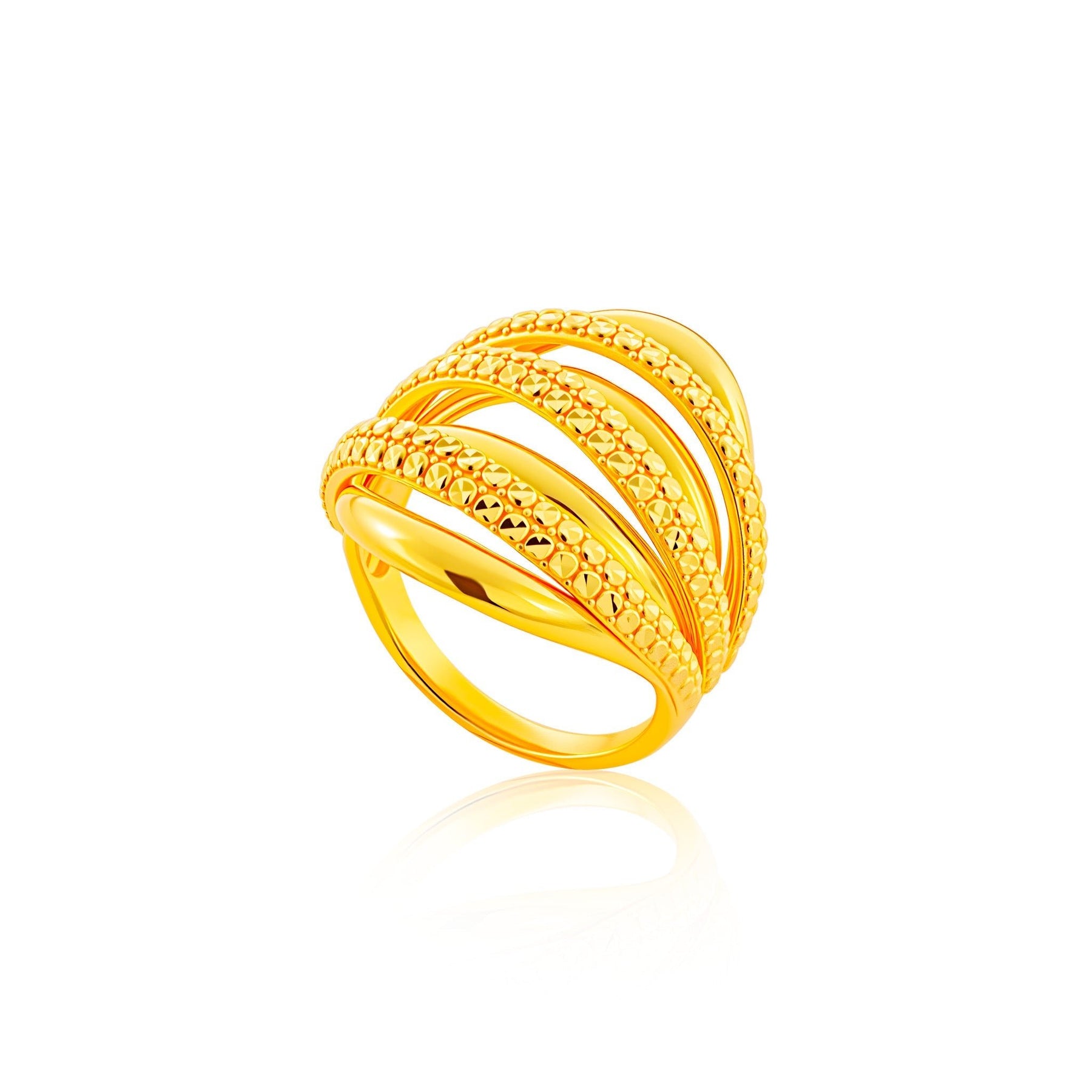 916 Gold Entwined Radiance Ring