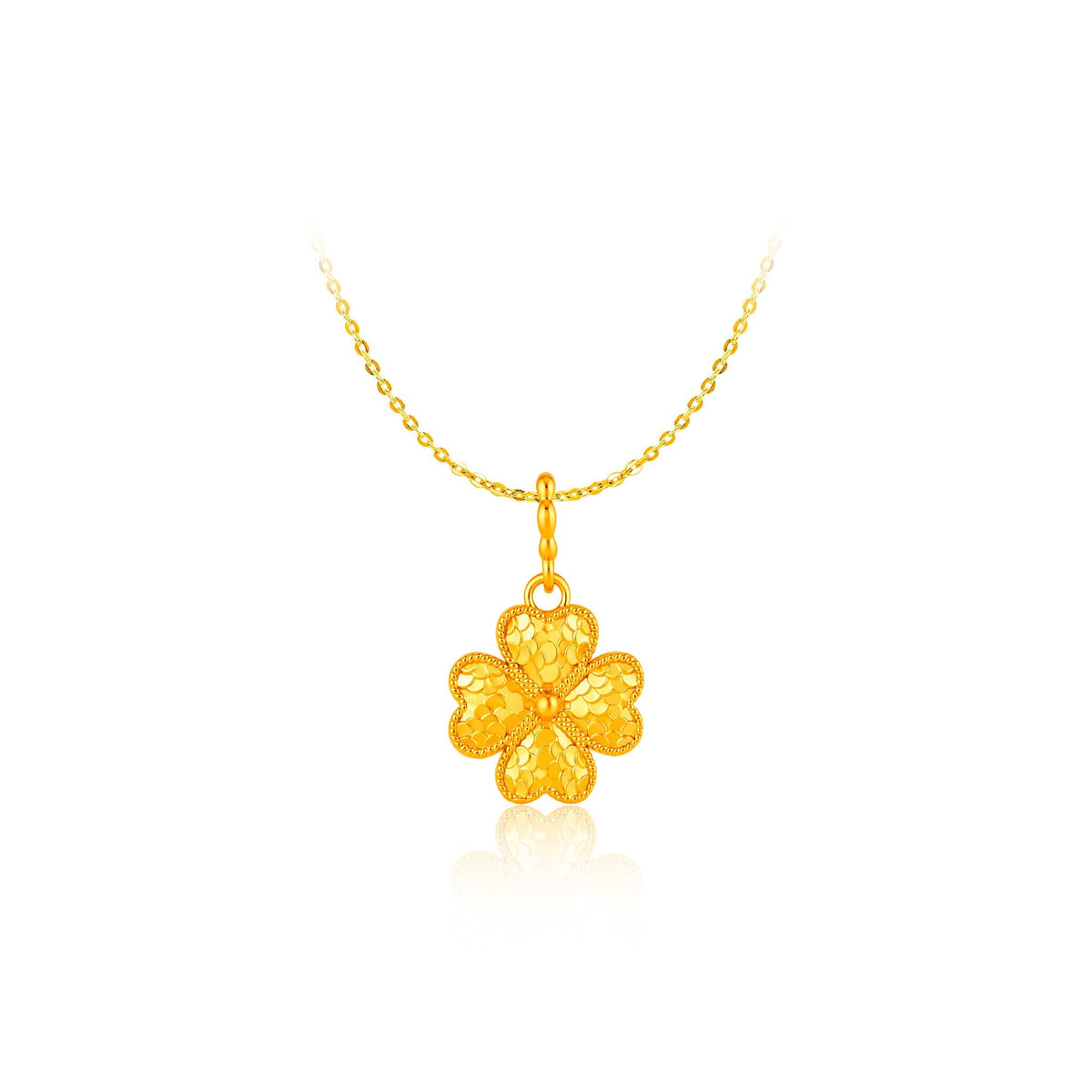 916 Gold Faceted Clover Pendant (For TikTok)