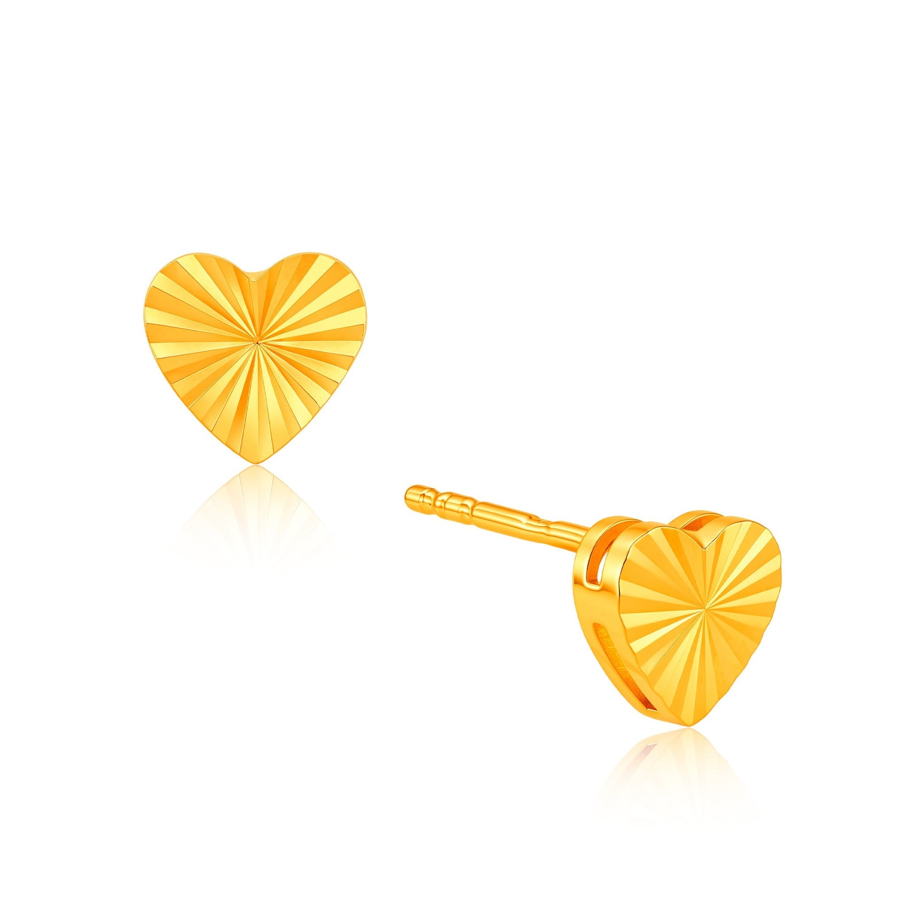 916 Gold Faceted Heart Earrings