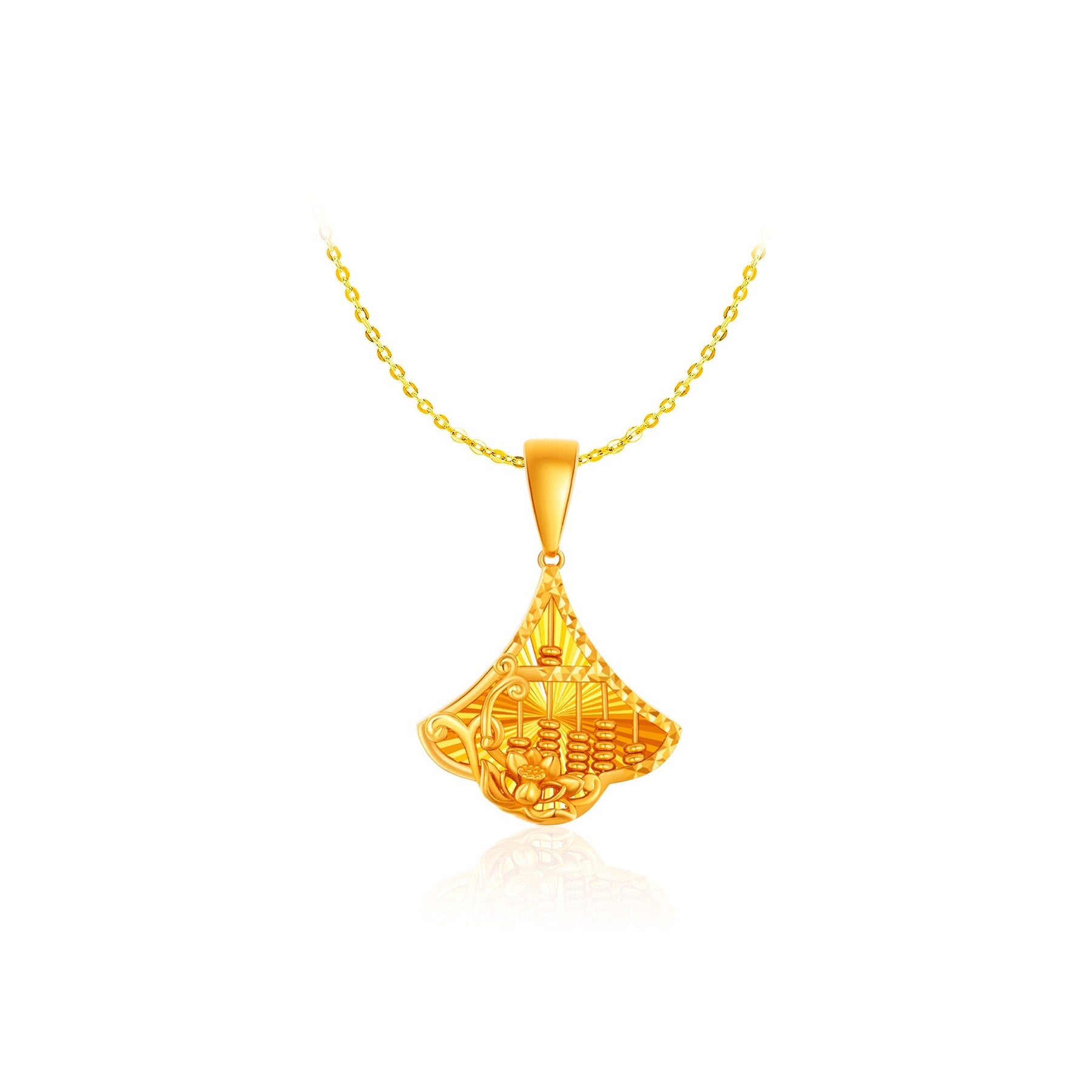 916 Gold Fan Abacus Pendant