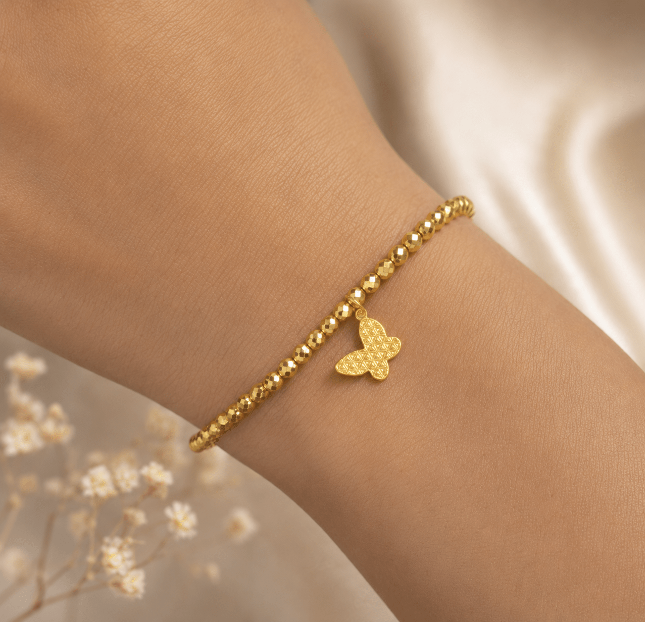 916 Gold Flutter Beads Bracelet