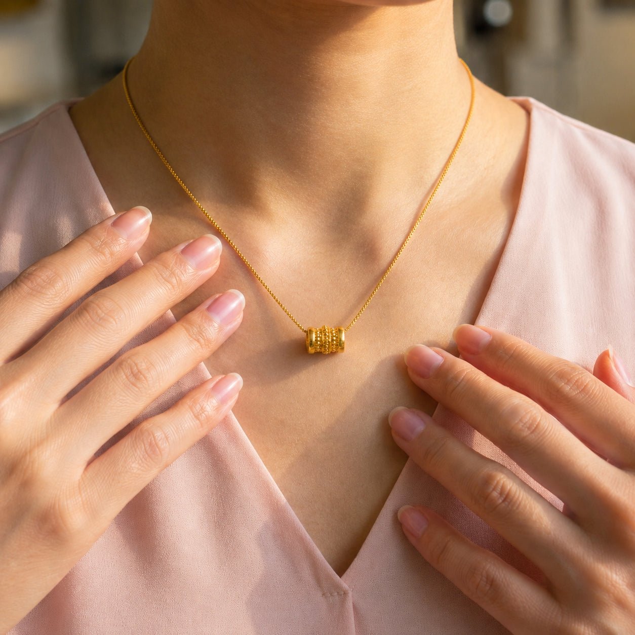 916 Gold 财运运转 Fortune Barrel Pendant