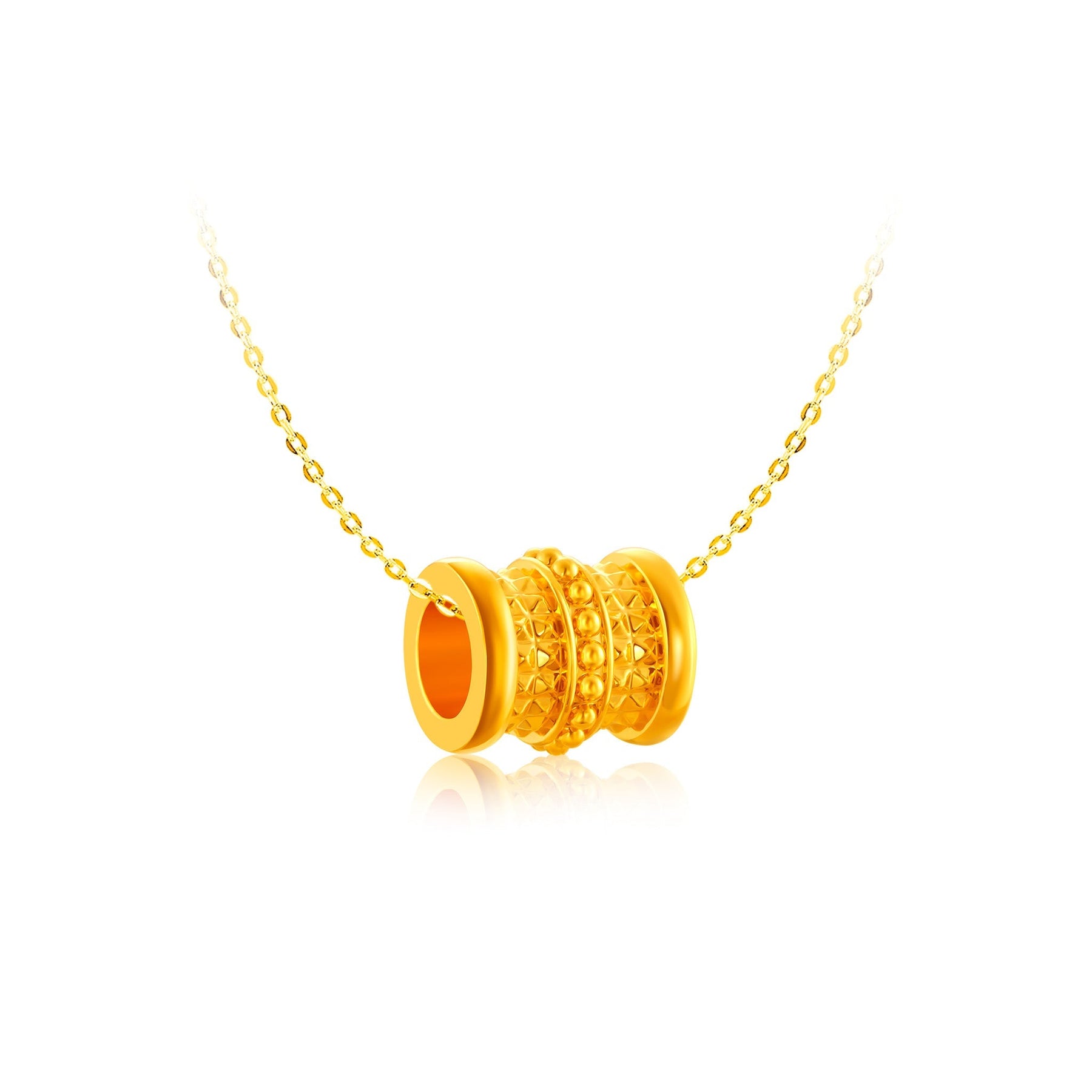 916 Gold 财运运转 Fortune Barrel Pendant