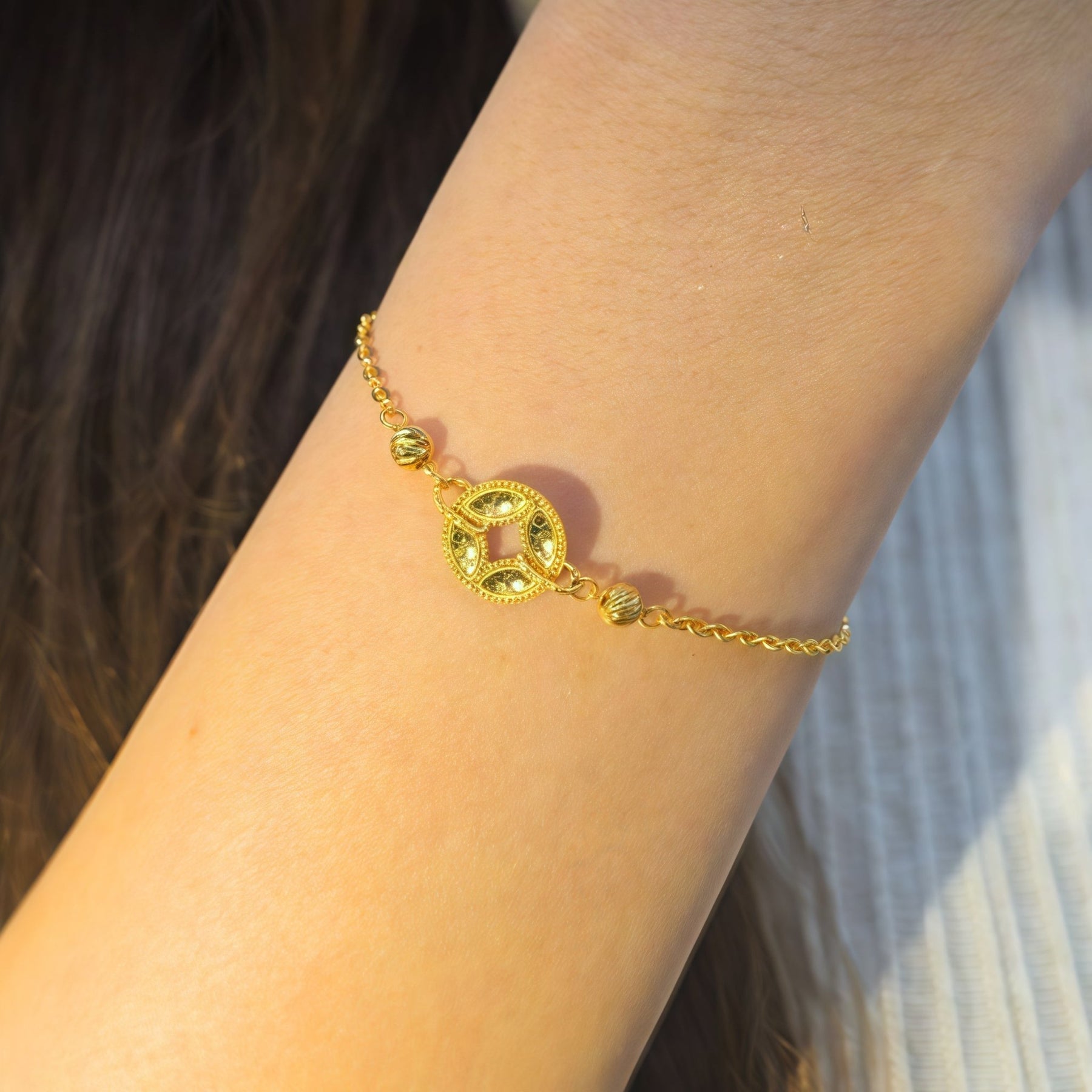 916 Gold Fortune Coin Bracelet