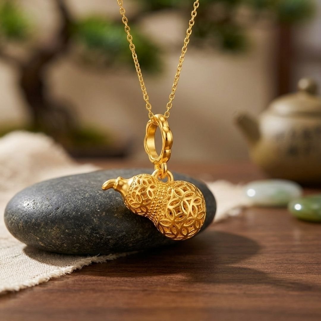 916 Gold 发财葫芦 Fortune Coin Gourd Pendant