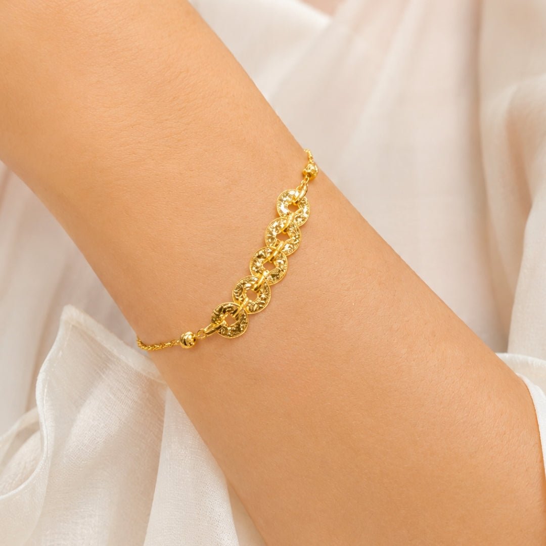 916 Gold Fortune Coins Bracelet