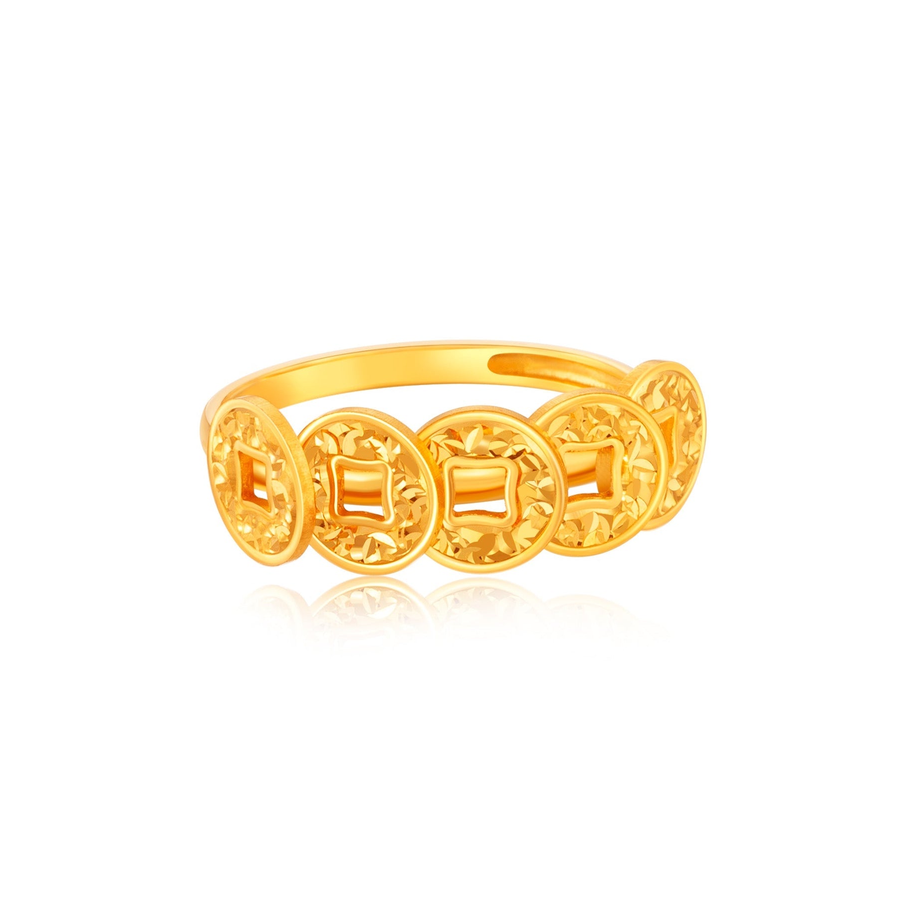 916 Gold Fortune Coins Ring