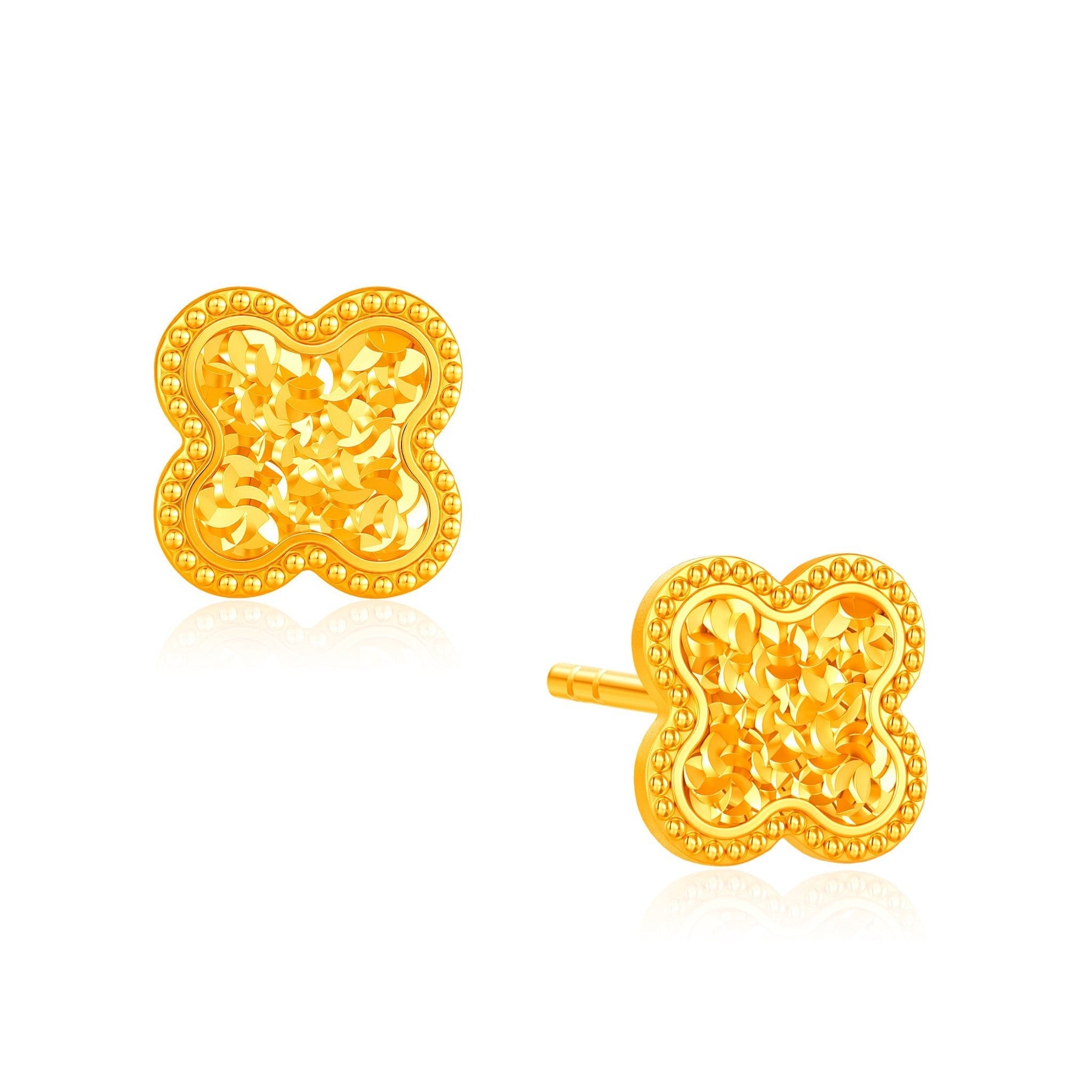 916 Gold Frosted Clover Earrings