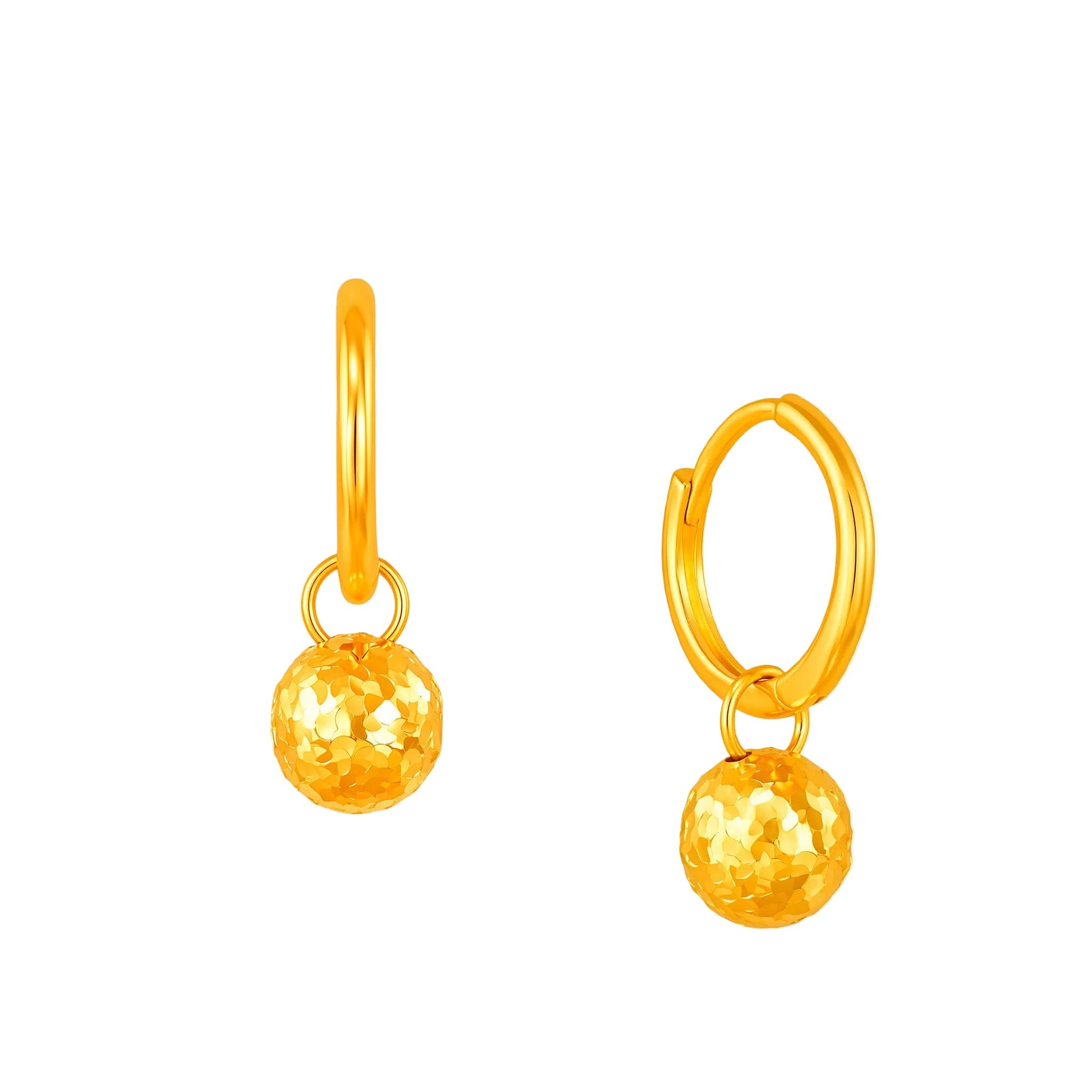 916 Gold Frosted Sphere Loop Earrings