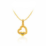 916 Gold Glittery Open Heart Pendant