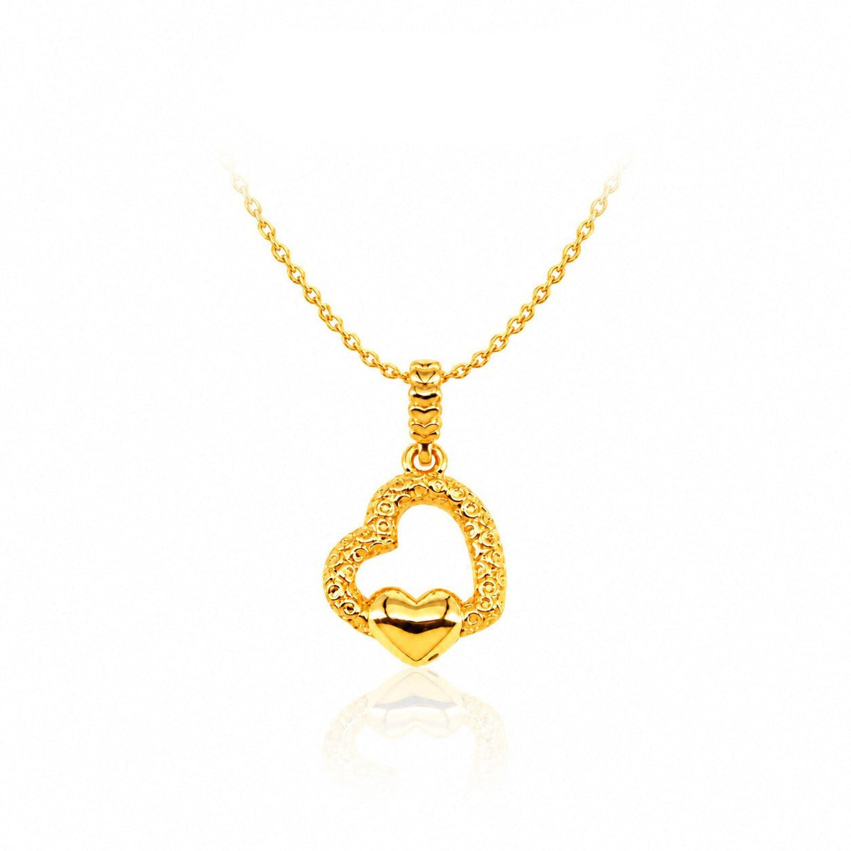 916 Gold Glittery Open Heart Pendant