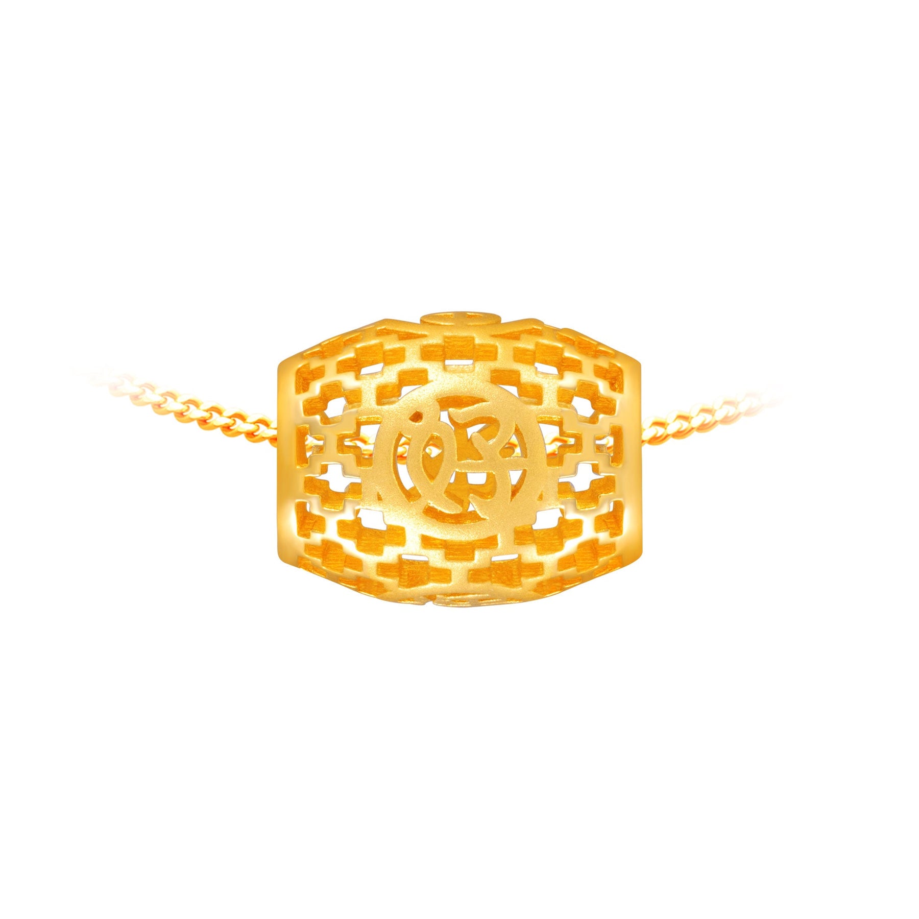 916 Gold Good Fortune Rolling Barrel Charm 好运来