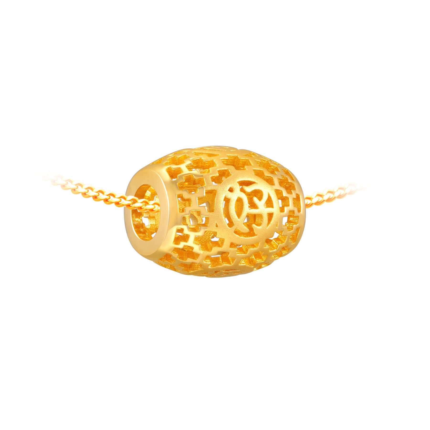 916 Gold Good Fortune Rolling Barrel Charm 好运来