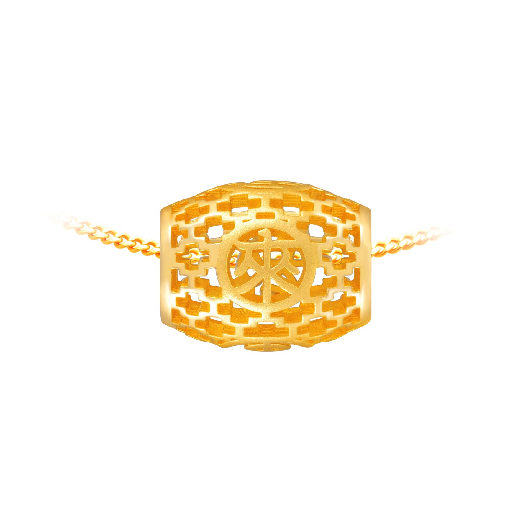 916 Gold Good Fortune Rolling Barrel Charm 好运来