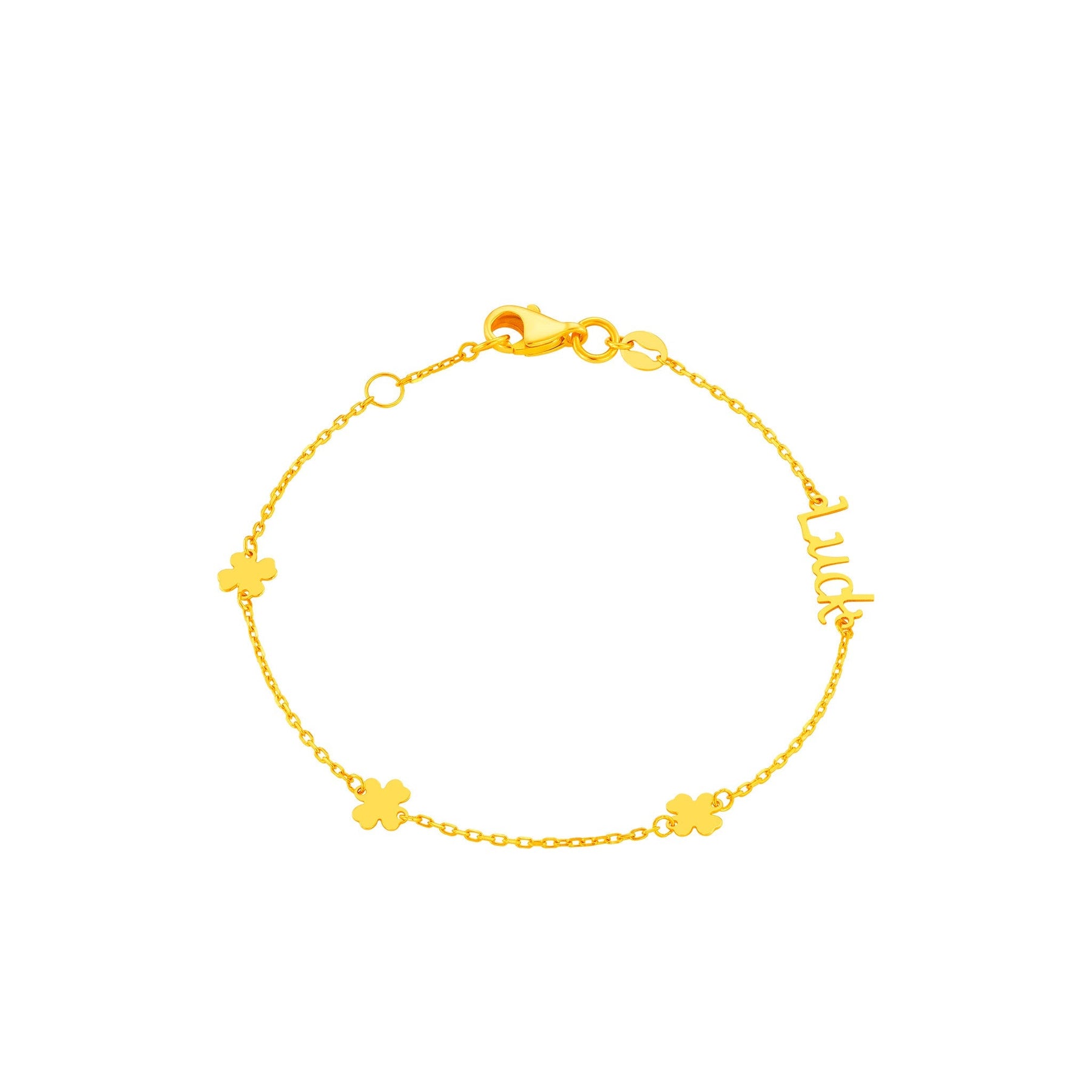 916 Gold Good Luck Clover Bracelet