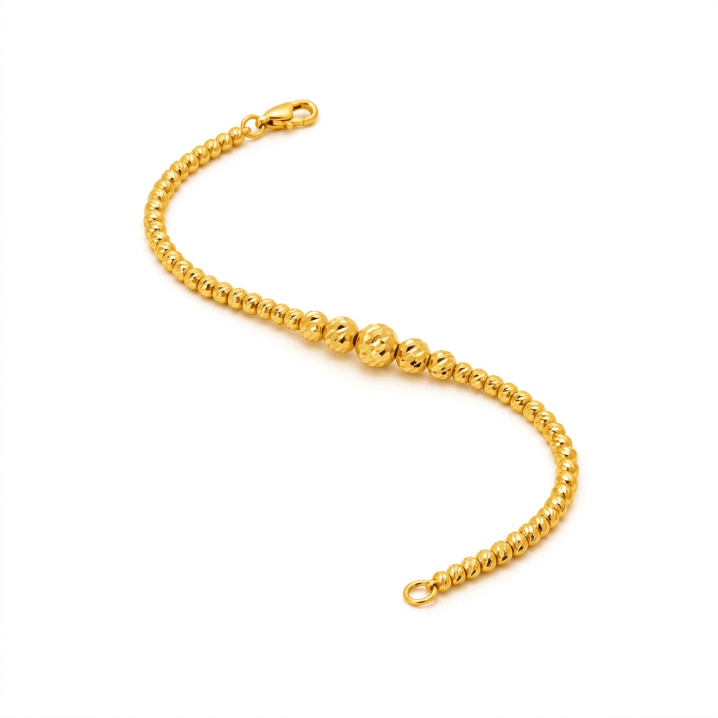 916 Gold Graduated Bead Bracelet