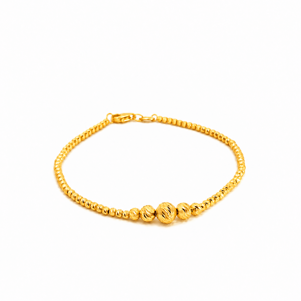 916 Gold Graduated Bead Bracelet