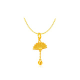 916 Gold Happiness Fan Charm Pendant