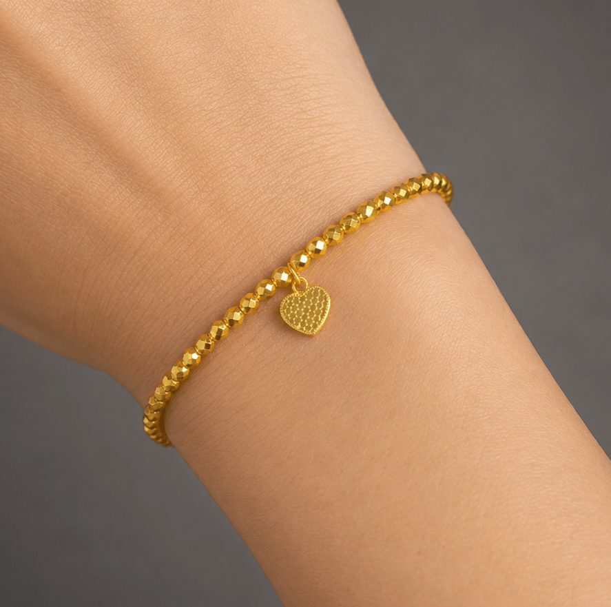 916 Gold Heart Beads Bracelet