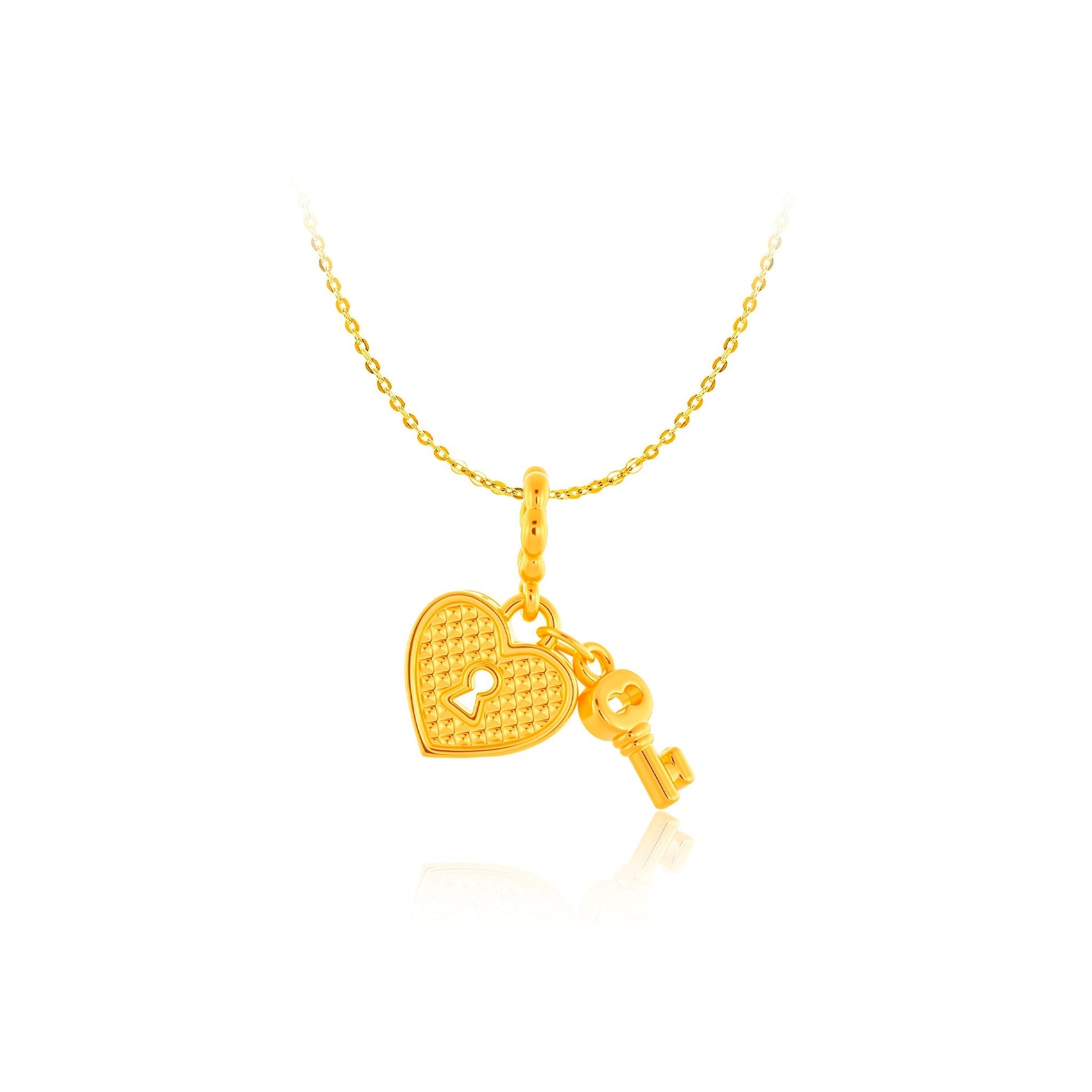 916 Gold Heart Lock Pendant