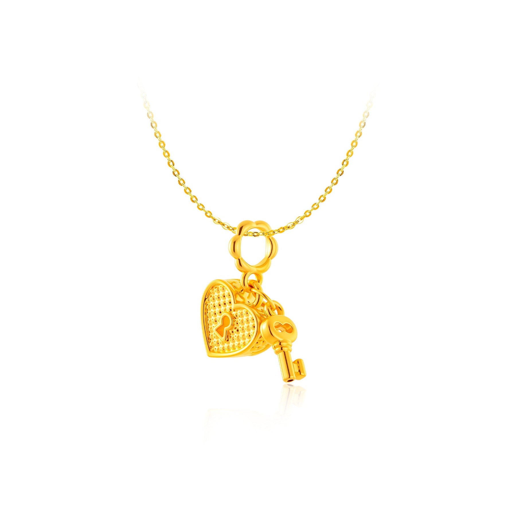 916 Gold Heart Lock Pendant
