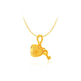 916 Gold Heart Lock Pendant
