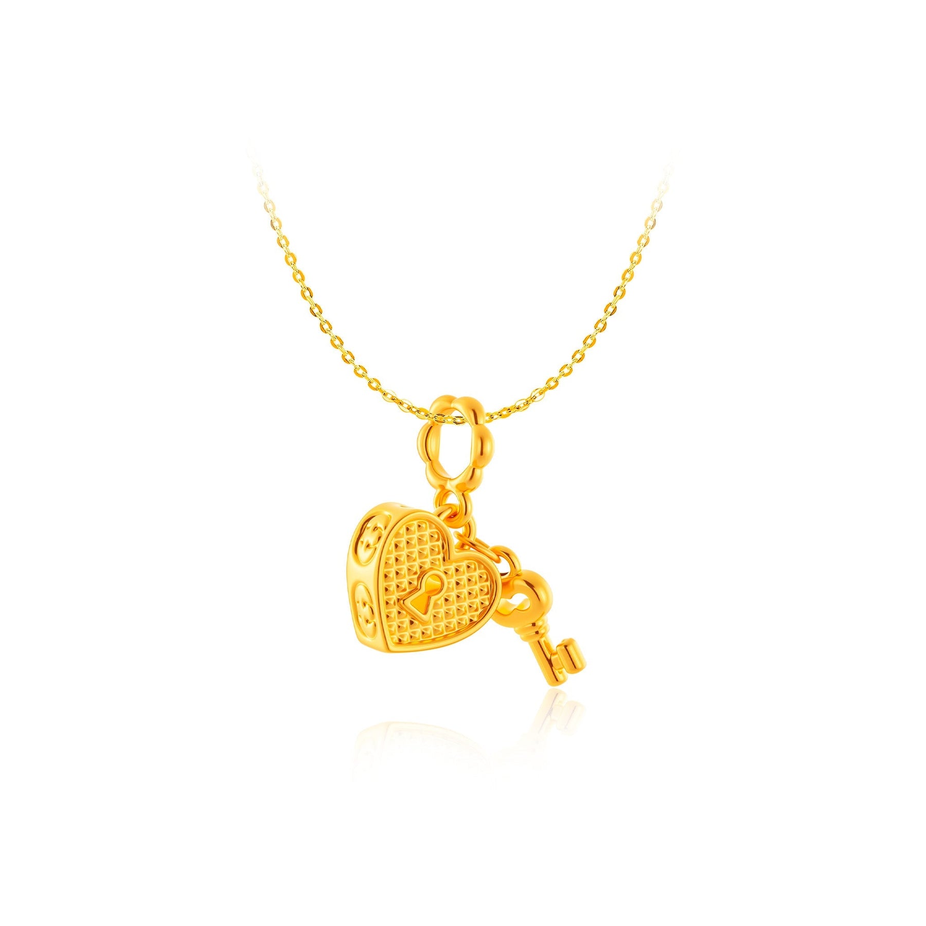 916 Gold Heart Lock Pendant