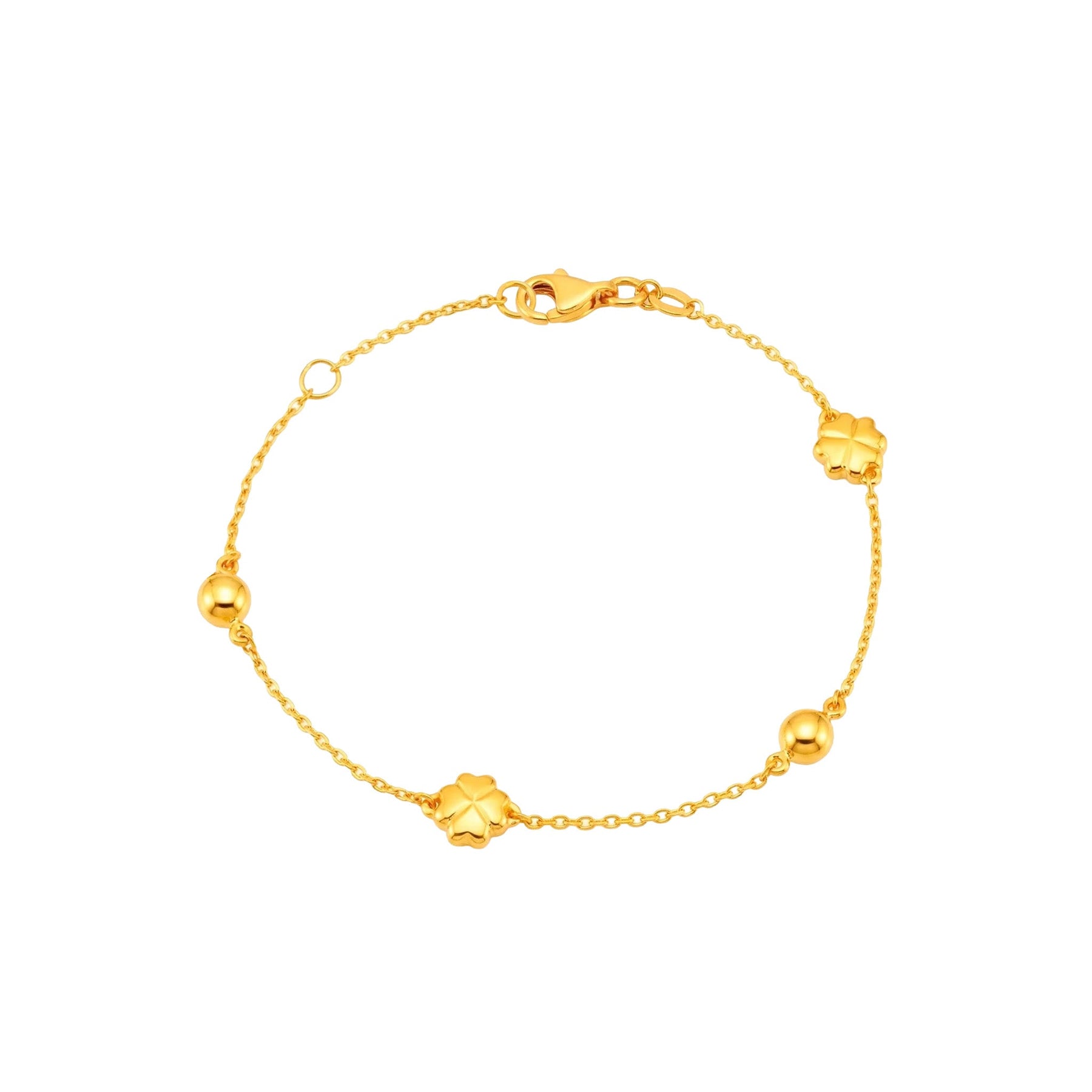 916 Gold Joyful Clover Bead Bracelet