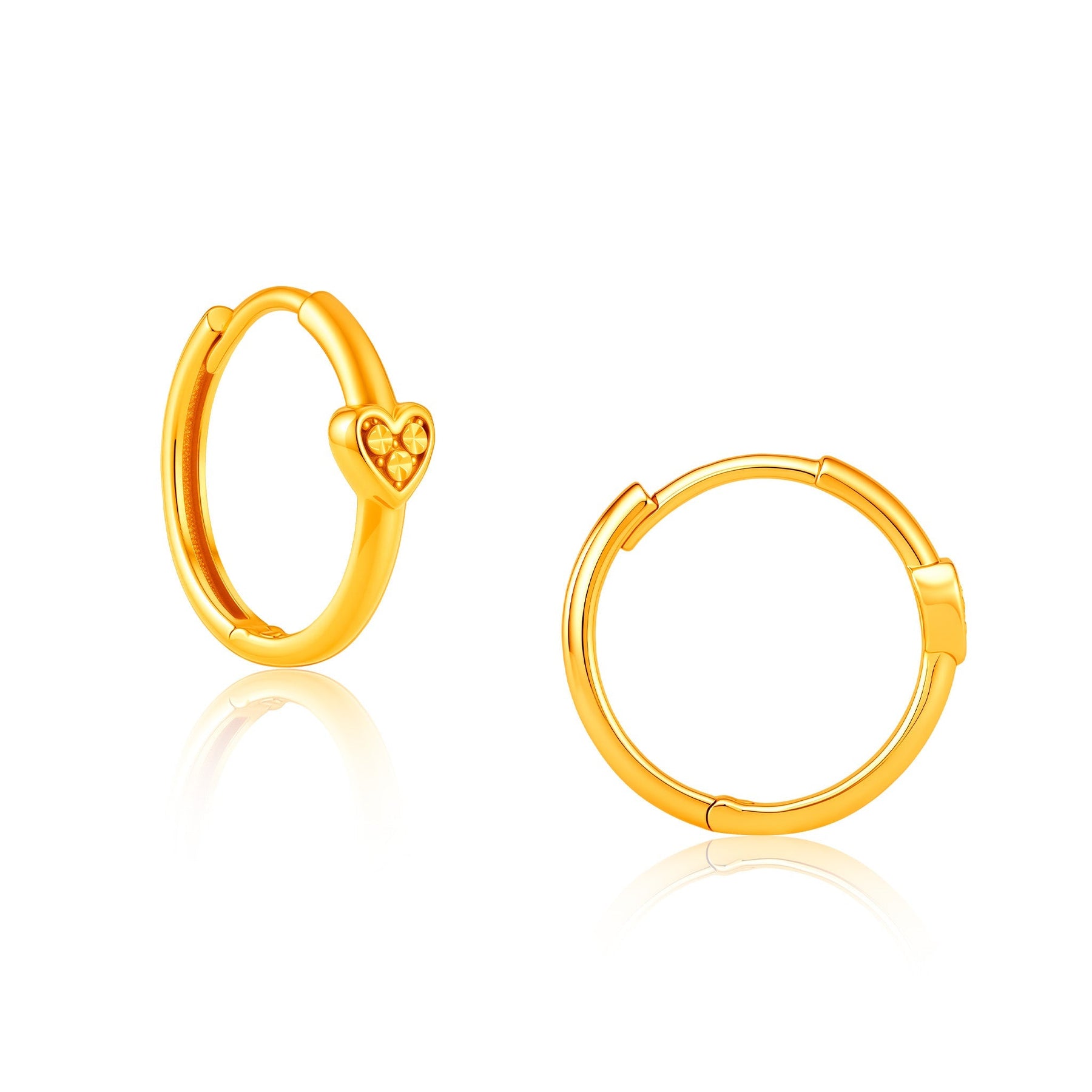 916 Gold Little Heart Hoop Earrings