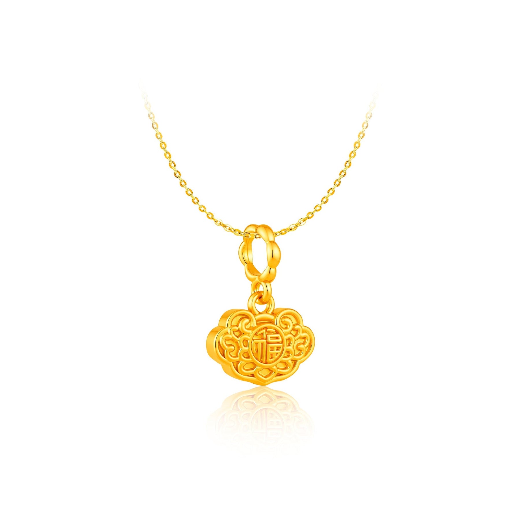 916 Gold Longevity Lock Pendant