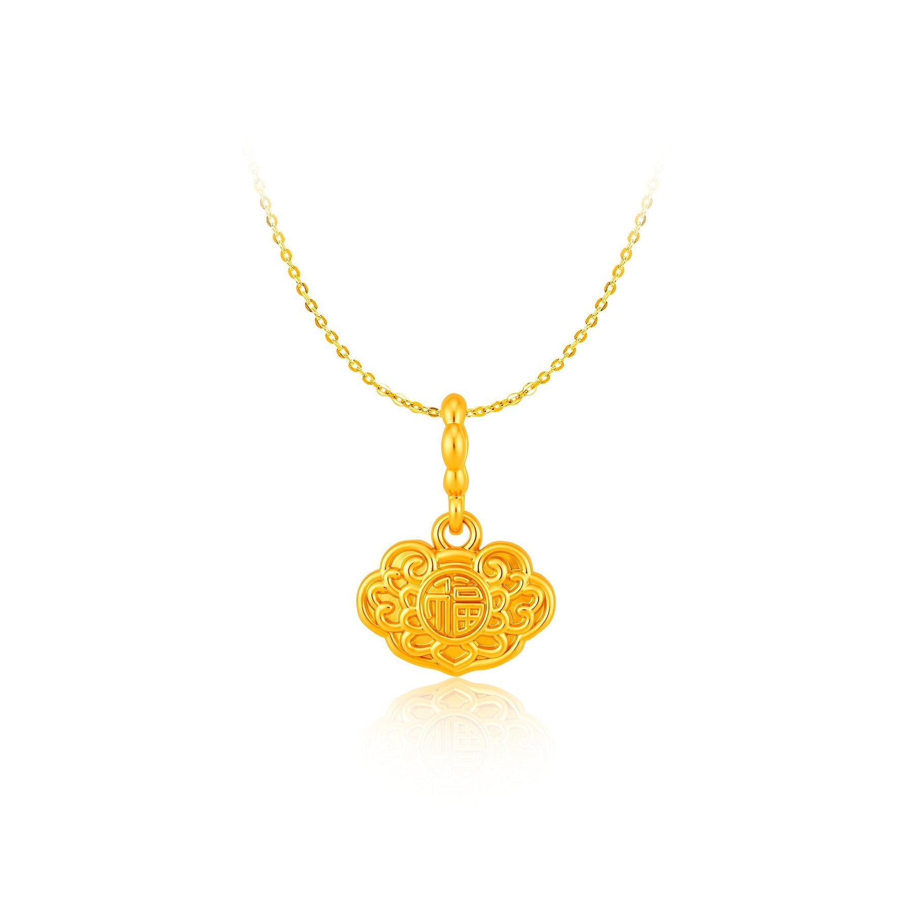916 Gold Longevity Lock Pendant