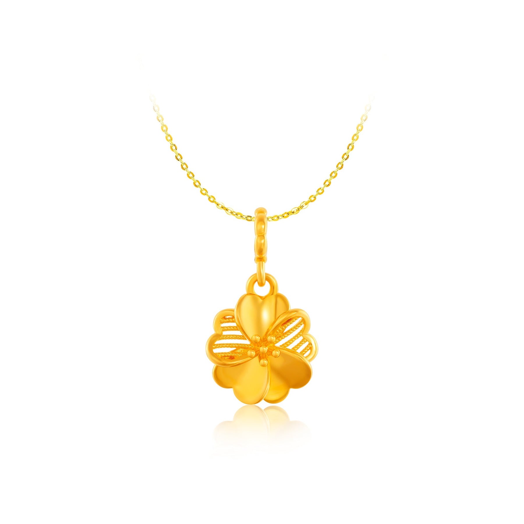 916 Gold Lucky Petal Pendant