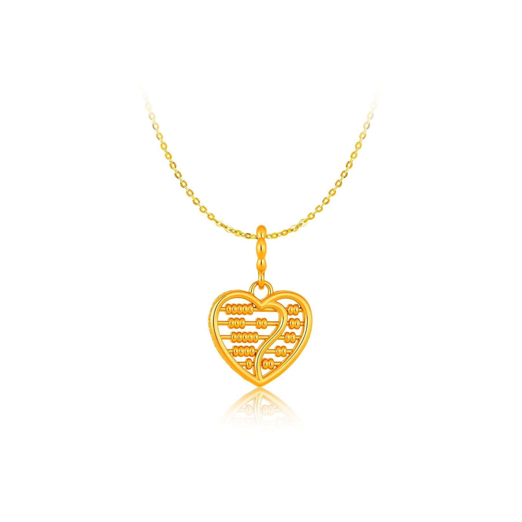 916 Gold Mini Heart Abacus Pendant
