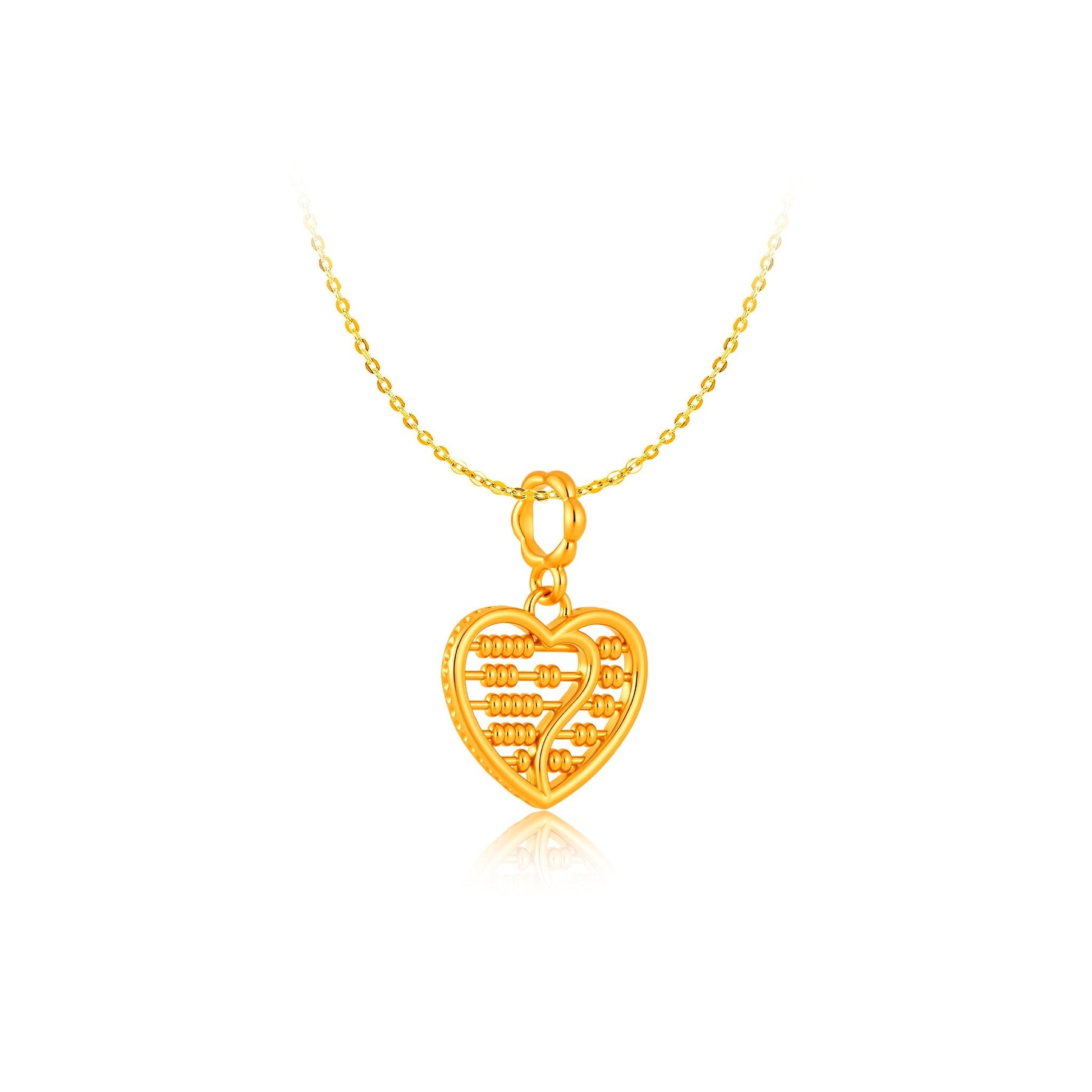916 Gold Mini Heart Abacus Pendant
