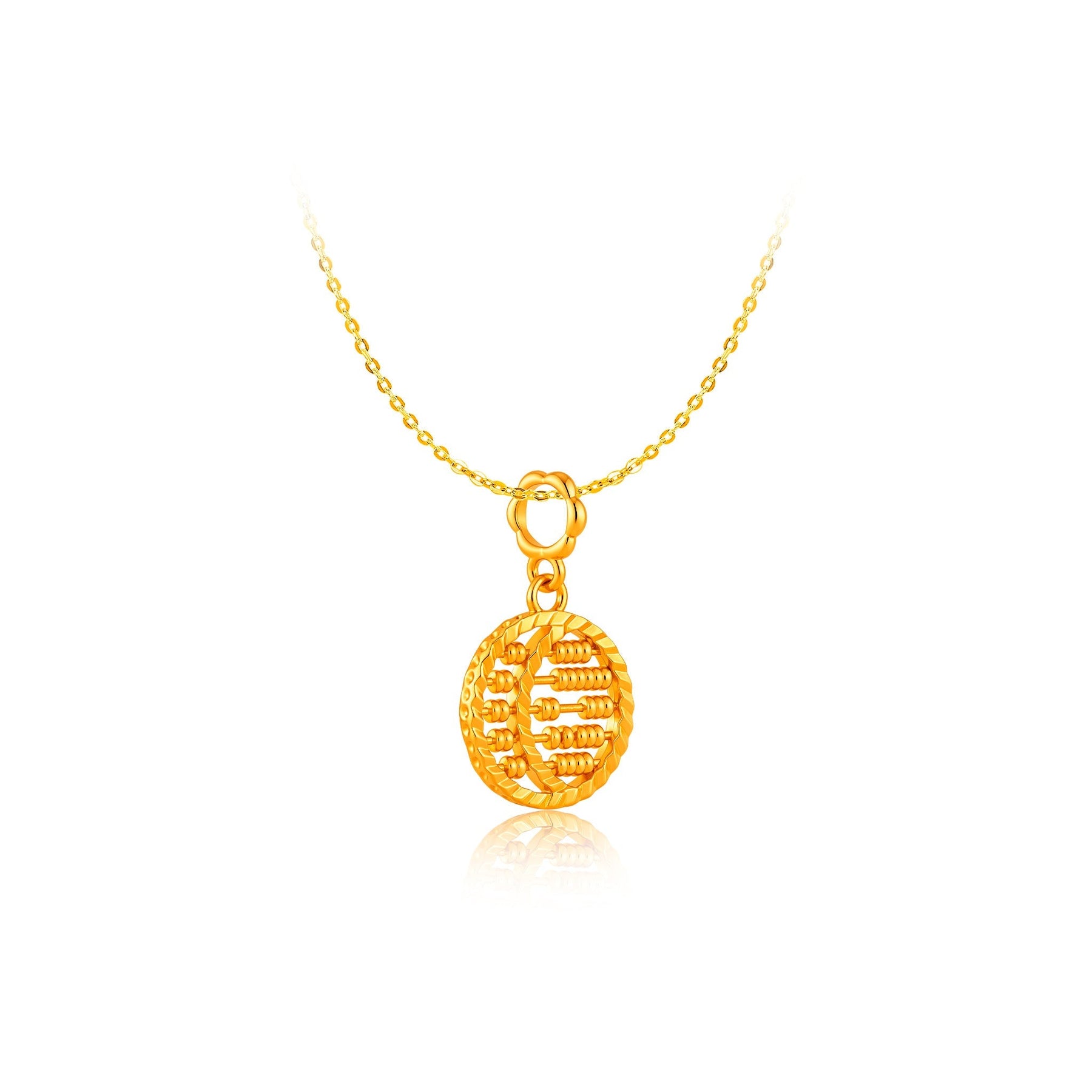 916 Gold Mini Round Abacus Pendant