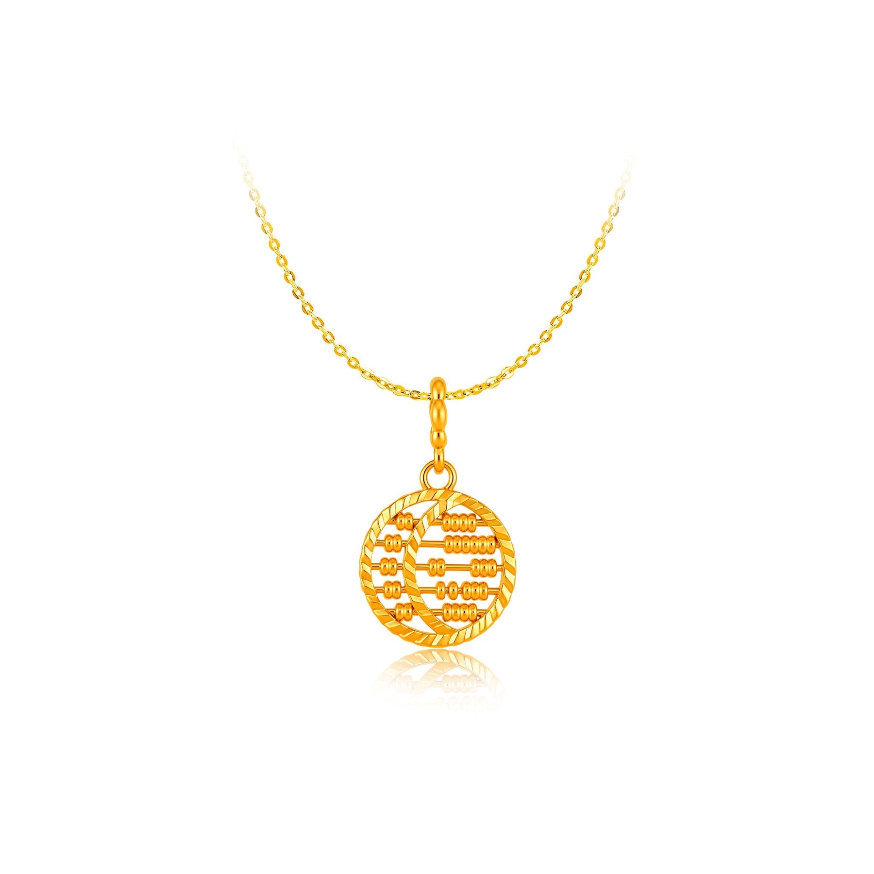 916 Gold Mini Round Abacus Pendant