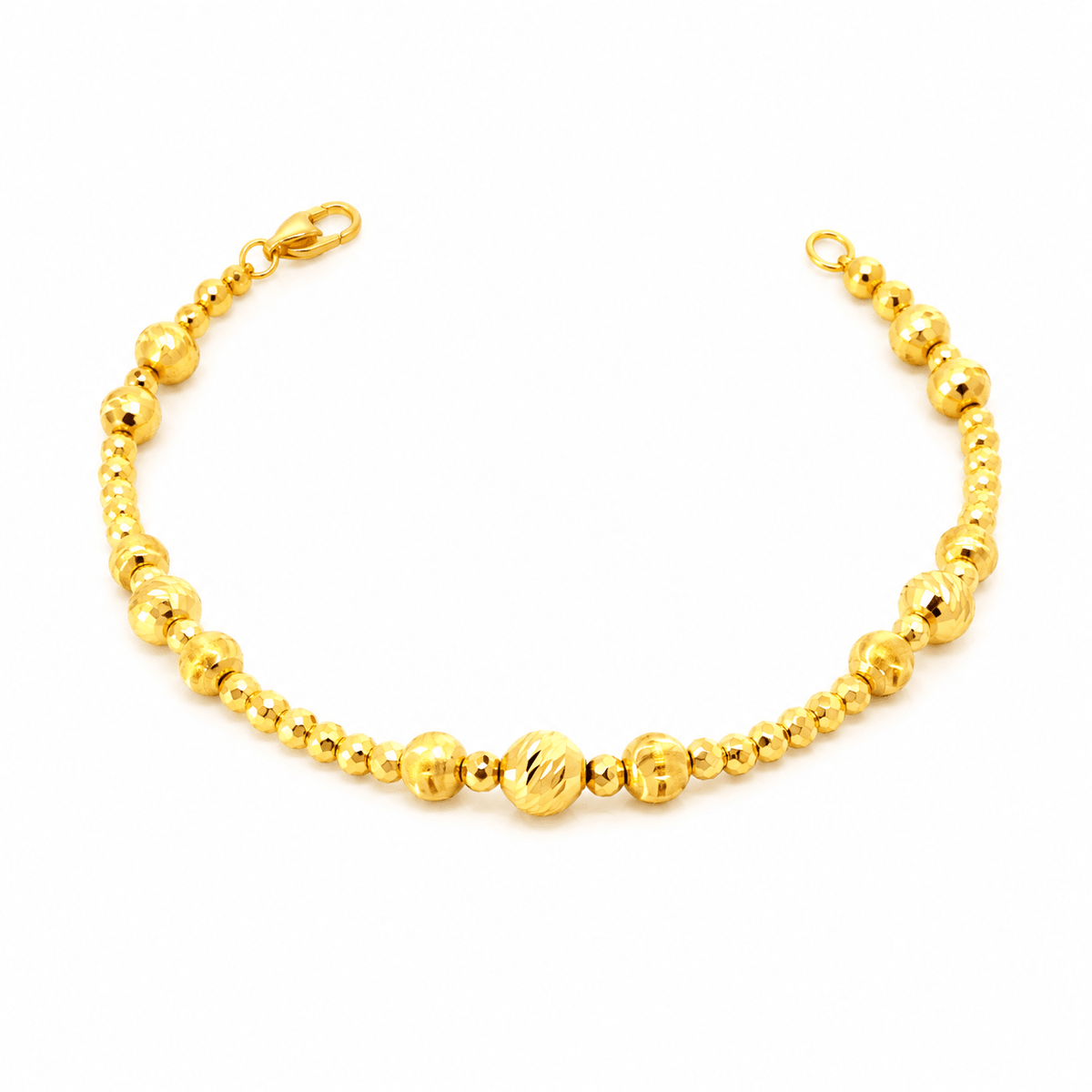 916 Gold Mixed Finish Bead Bracelet
