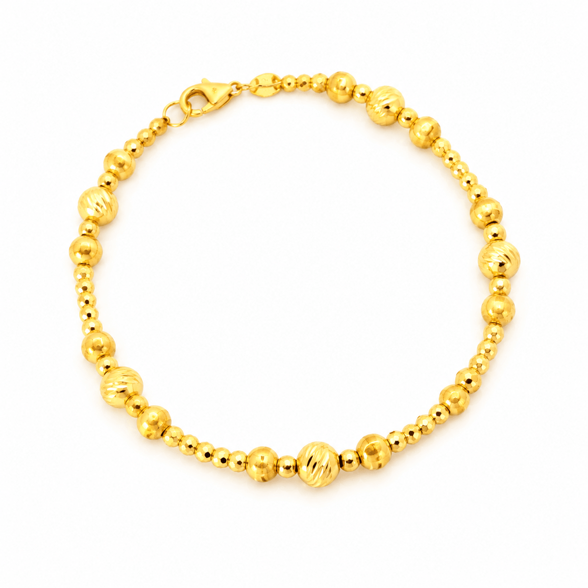 916 Gold Mixed Finish Bead Bracelet