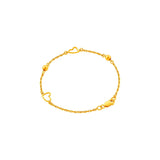 916 Gold Open Heart & Bead Bracelet