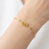 916 Gold Paperclip Knot Bracelet