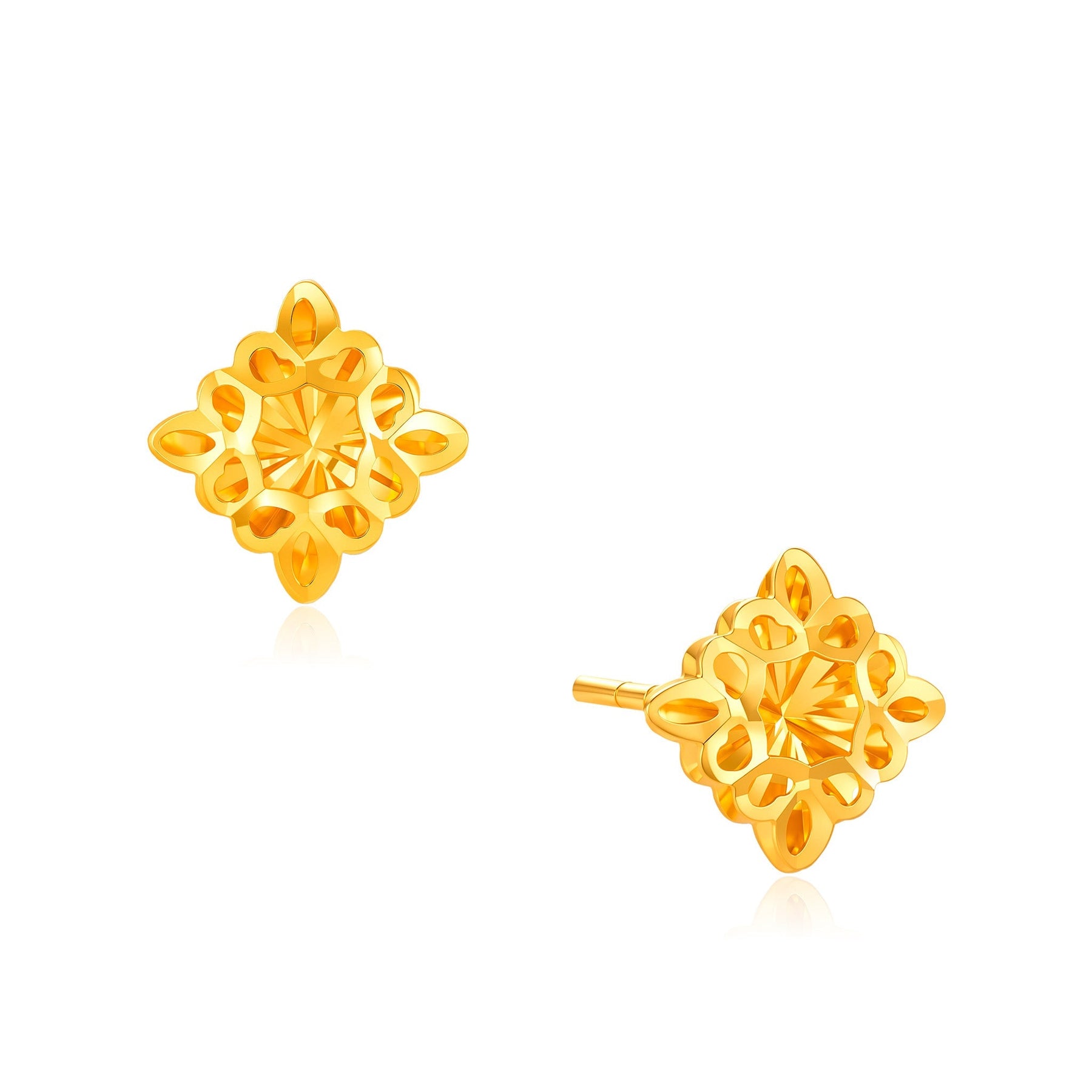 916 Gold Prism Square Earrings